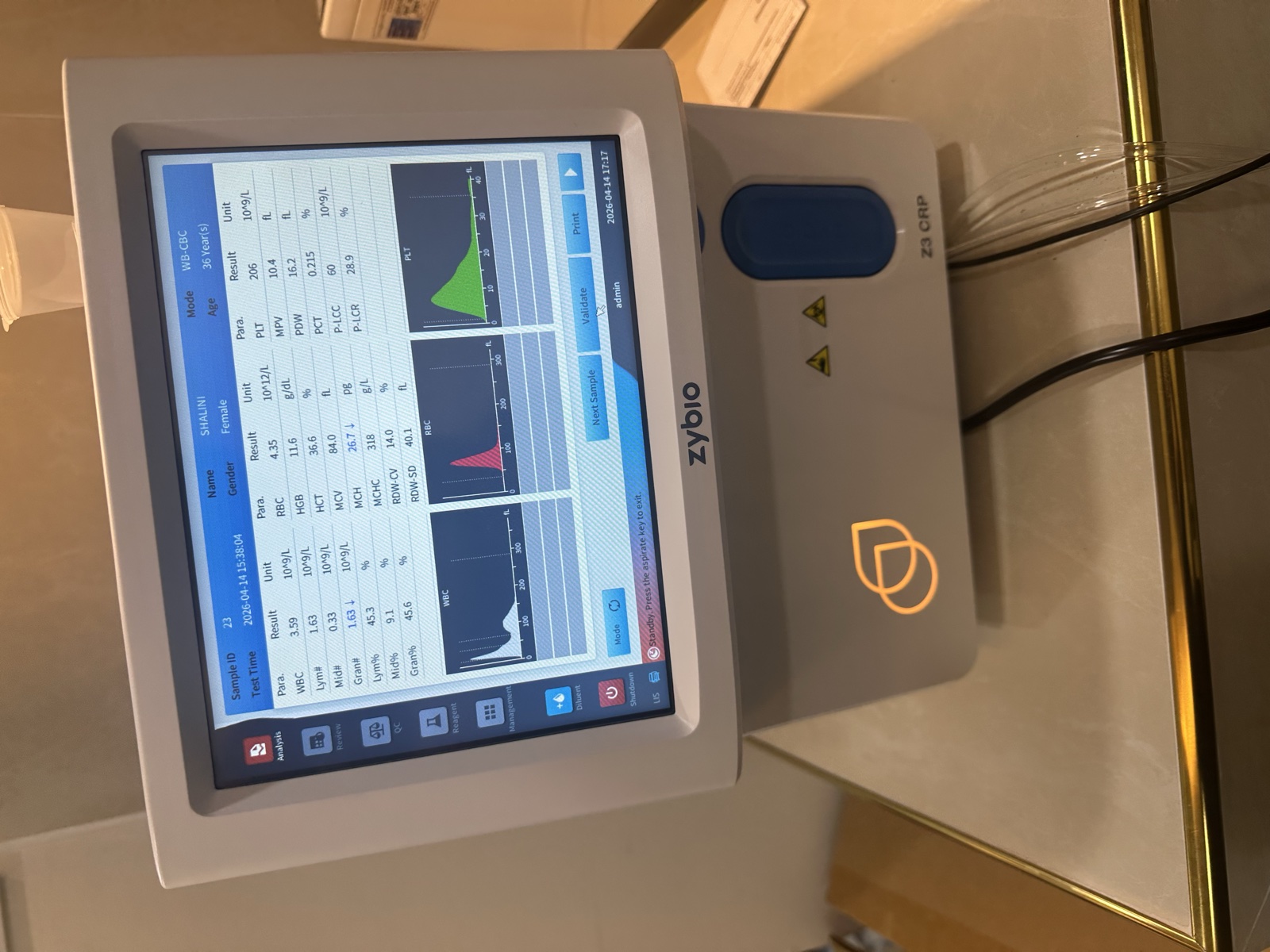 Zybio CBC machine with Shalini