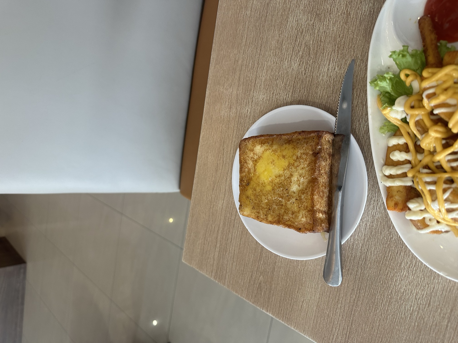 Egg in toast — midday meal at the klinik