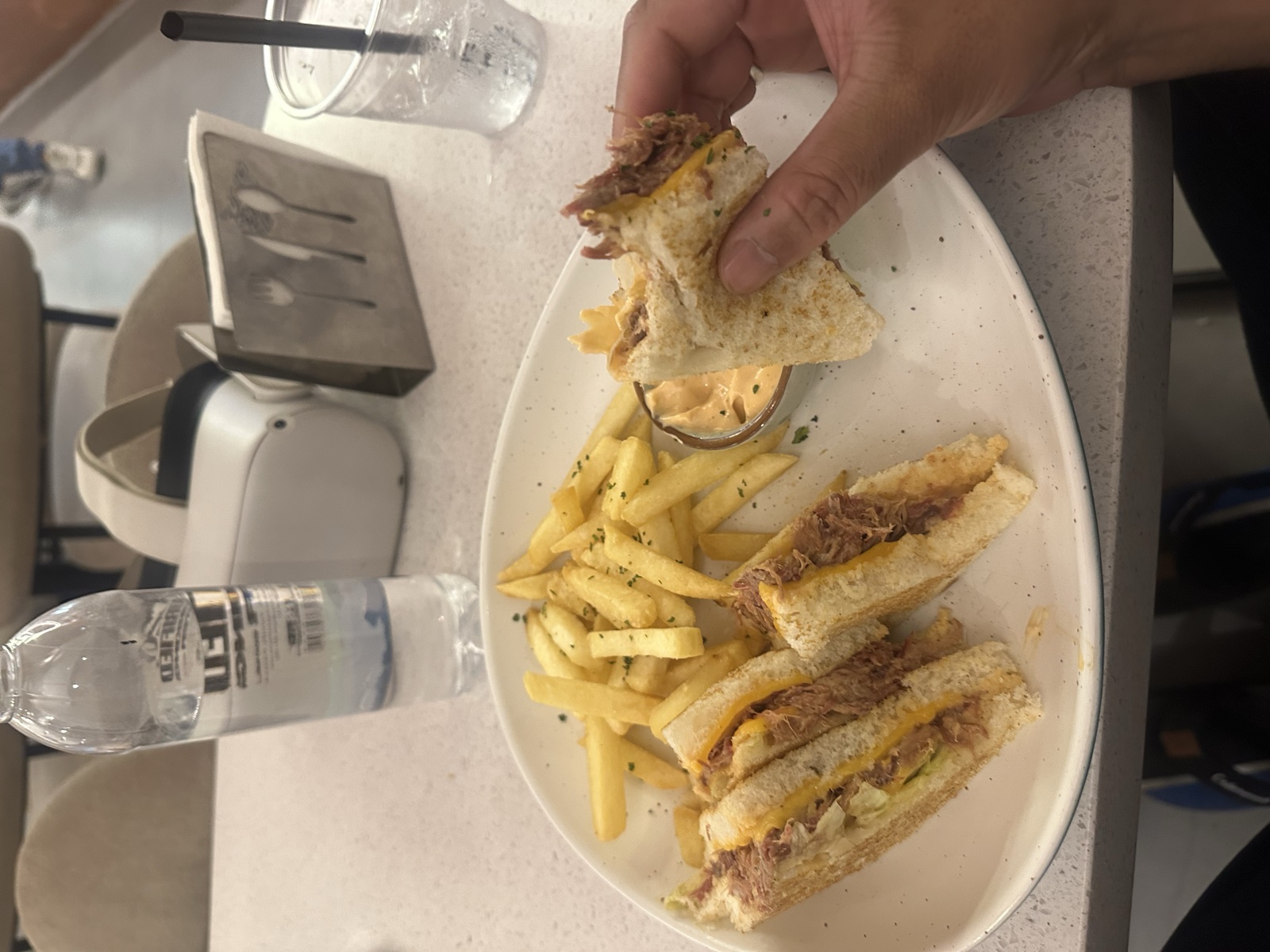 Pulled meat sandwich — lunch in Karachi
