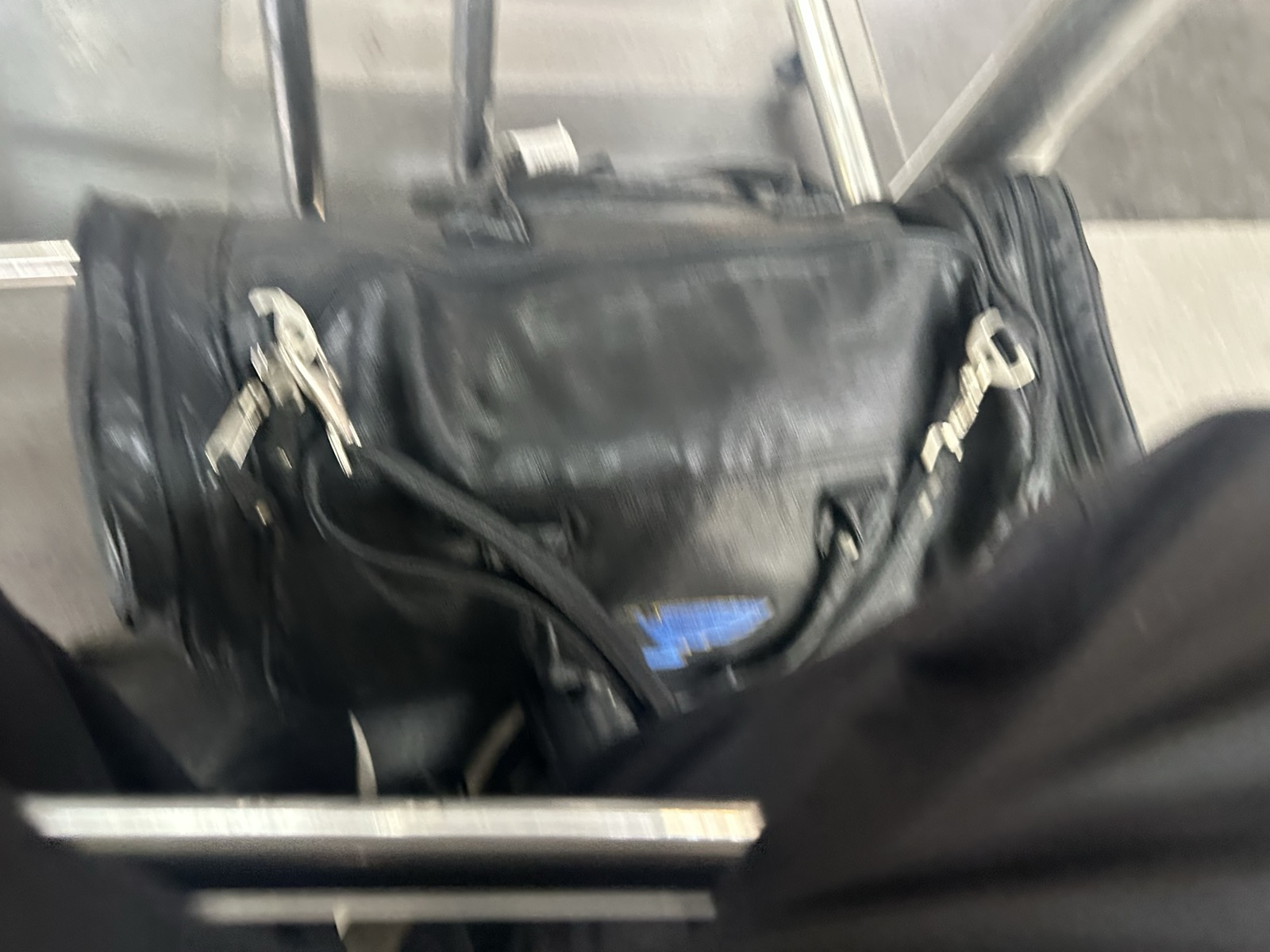 Black leather duffel bag