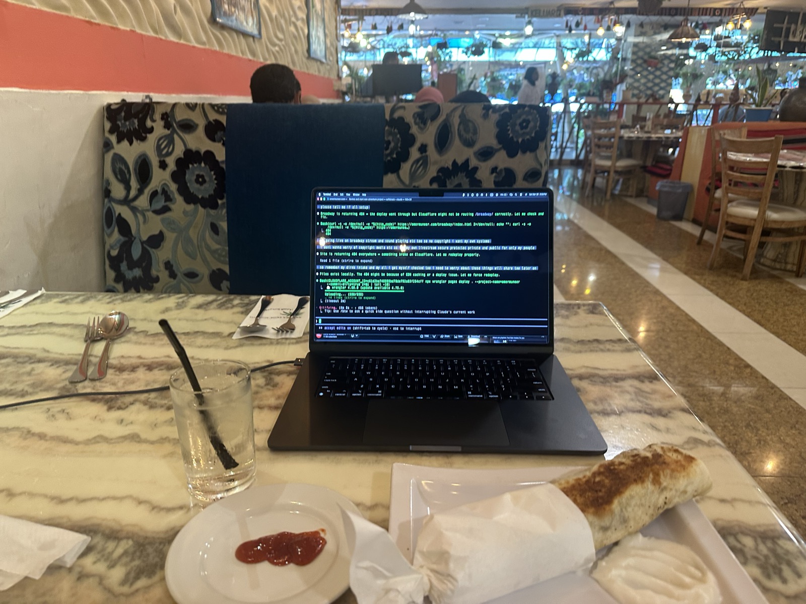 Restaurant setup with MacBook