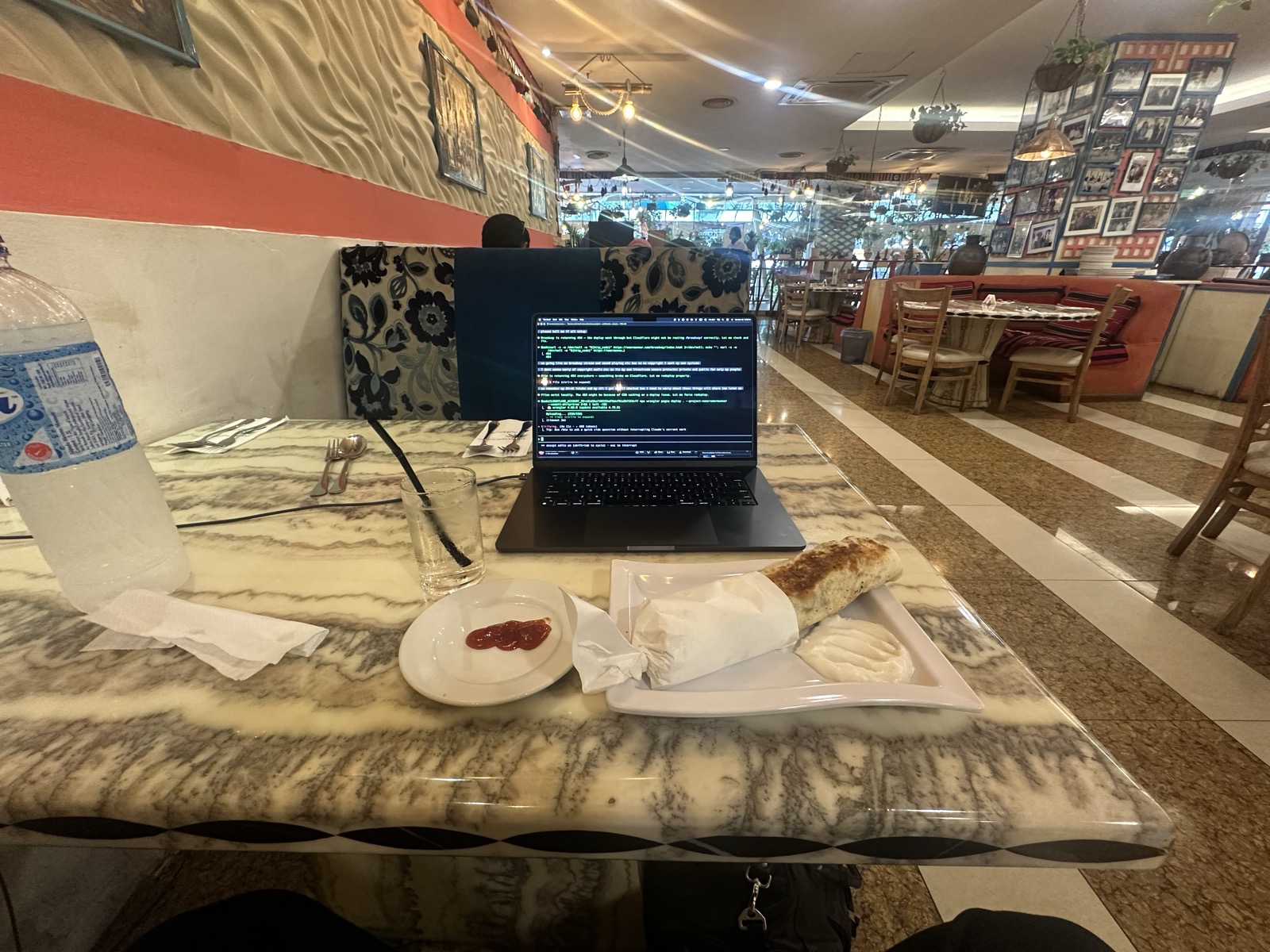 Wide shot of restaurant interior