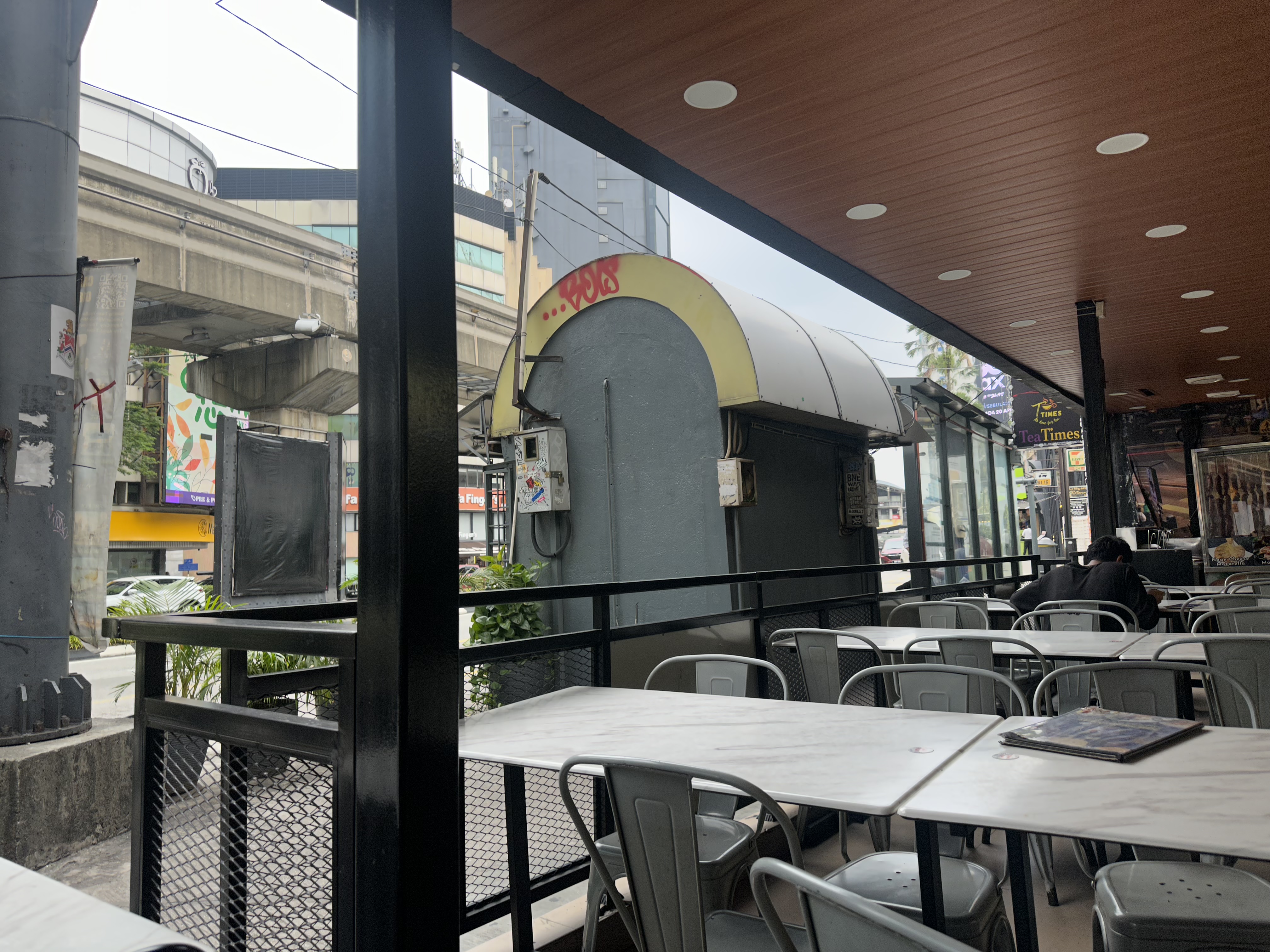 Nasi kandar terrace with monorail track view