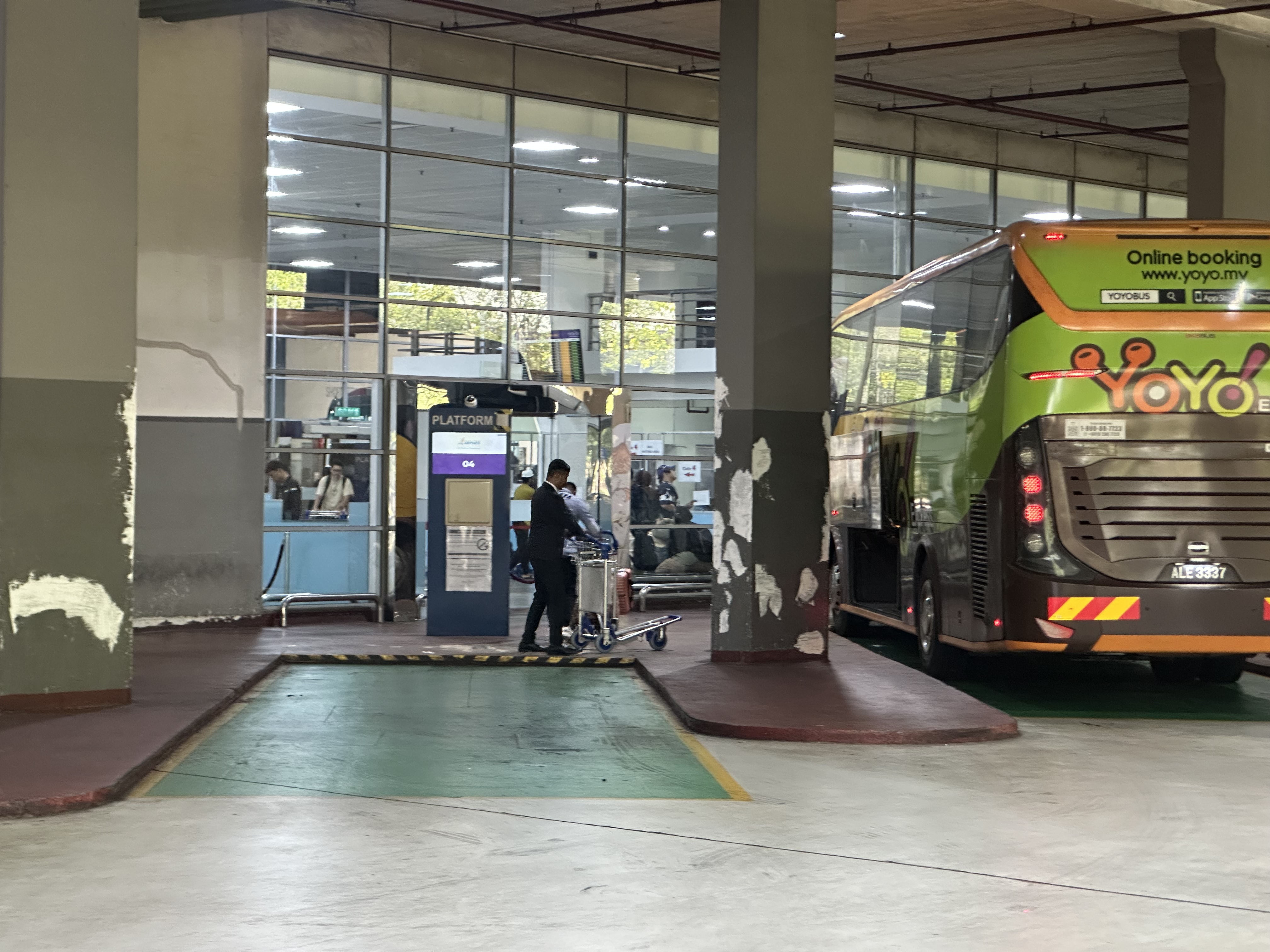 YOYO bus at KLIA2 platform — Johor Bahru bound