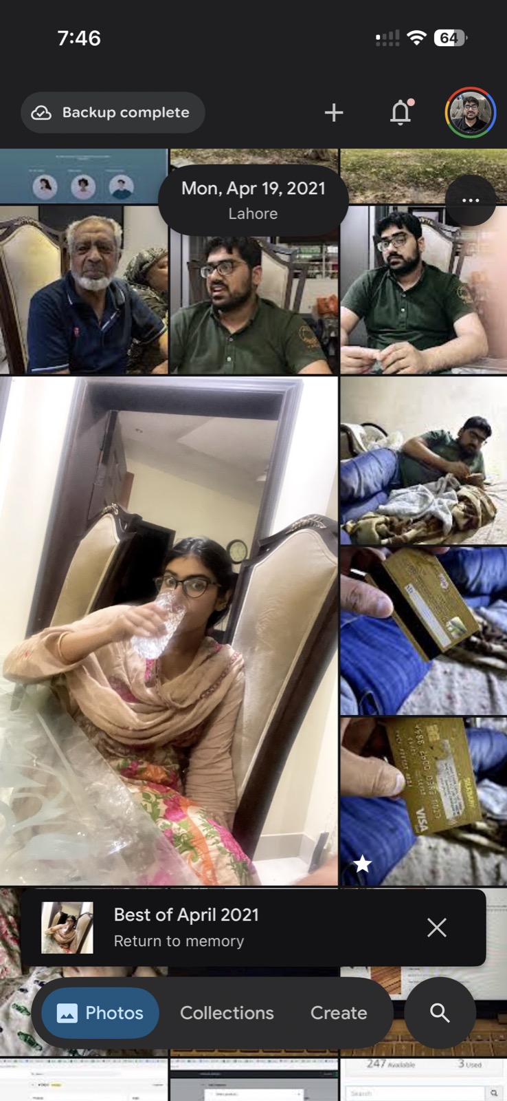 Google Photos memory — Me in April Over the Years — including photos of Maria, 2021