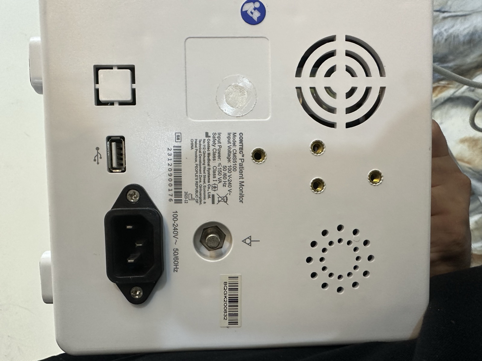 CONTEC Patient Monitor CMS5100 — back panel