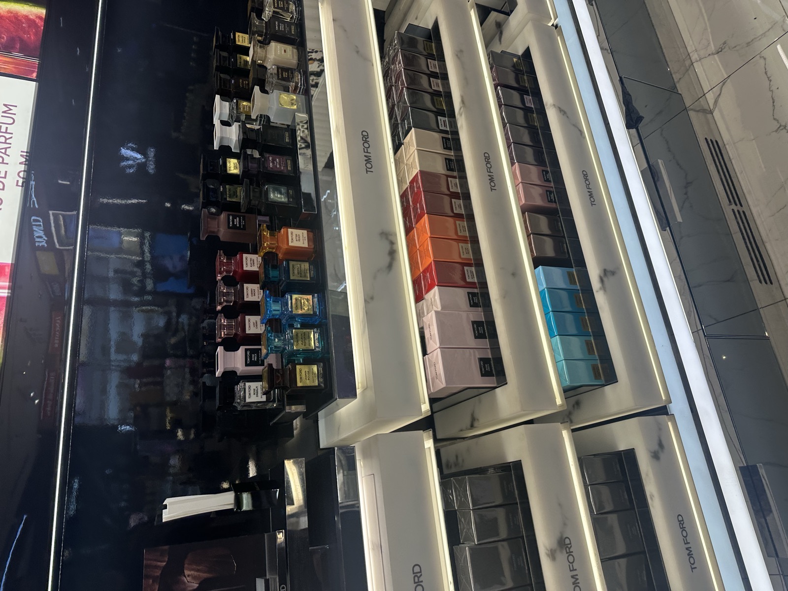 Duty free perfume aisle